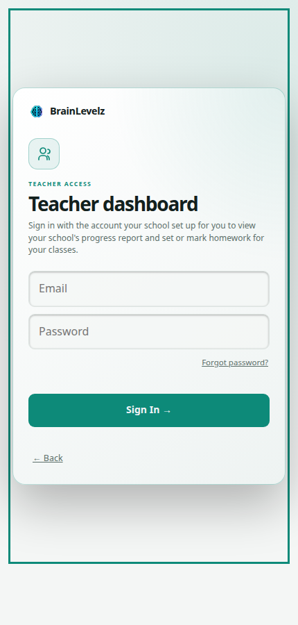 Teacher sign-in screen